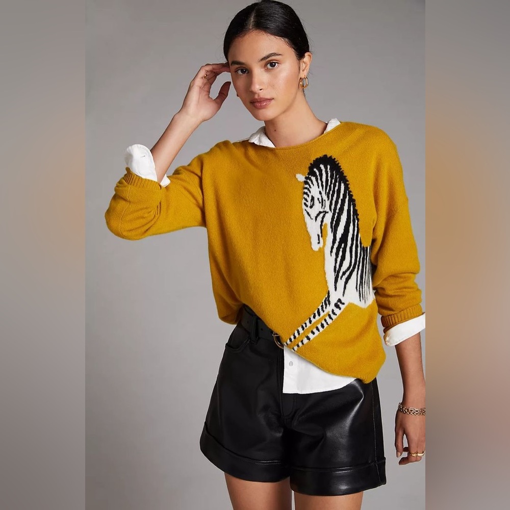 Anthropologie Cashmere Zebra Sweater